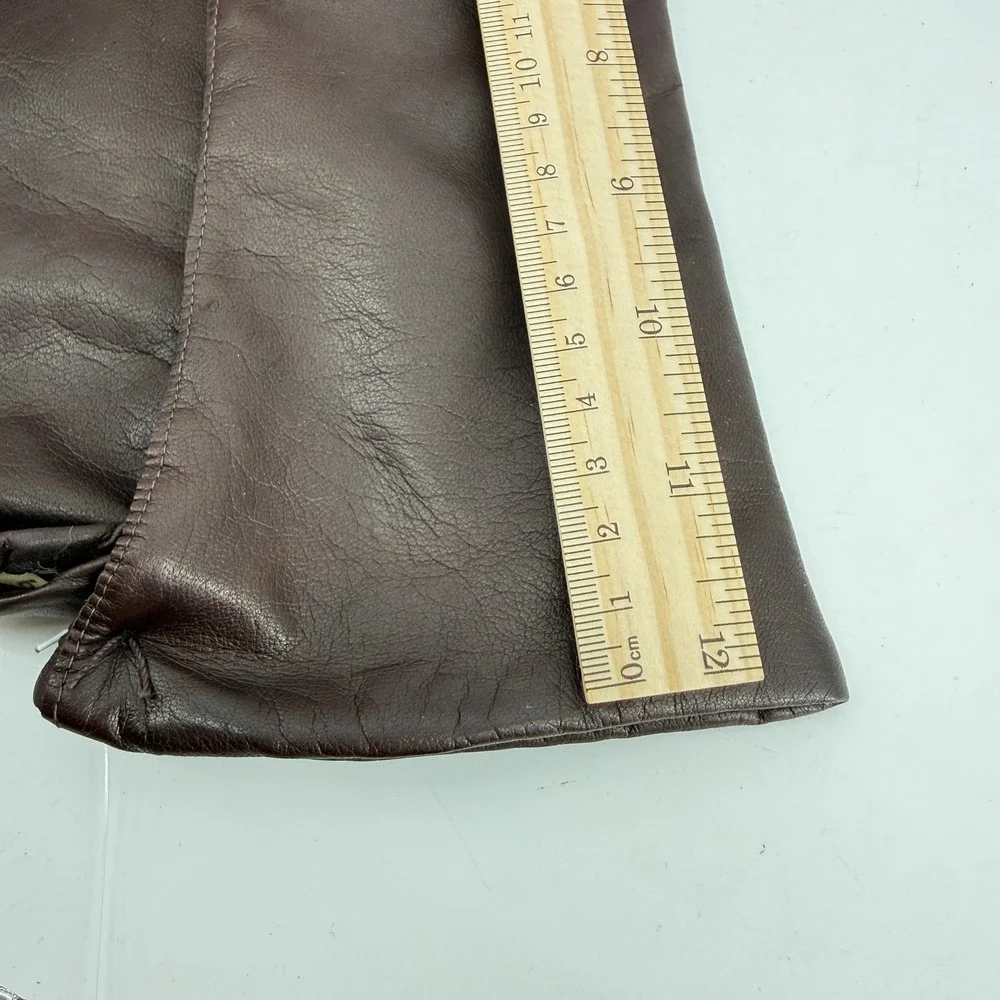 Leather Lined Gloves Women 6.5 Brown Long Cuff Made in Italy Vintage
